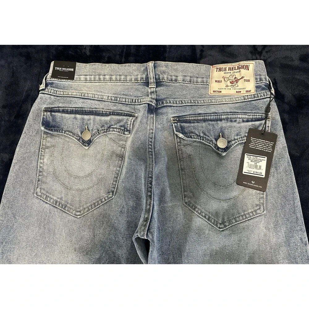 True Religion Billy Relaxed SN Flap Bootcut Denim Jeans Men's Size 34x33 1/2
